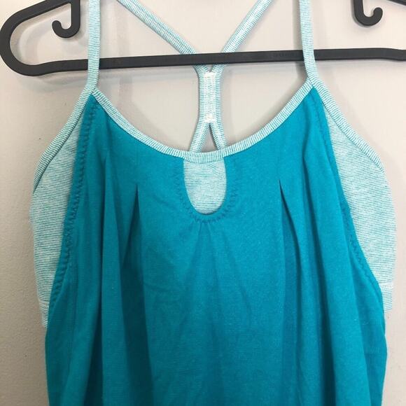 Lululemon Top Bra with Draped Tank Surge Blue Open Sides Workout Running 6 - Picture 5 of 9